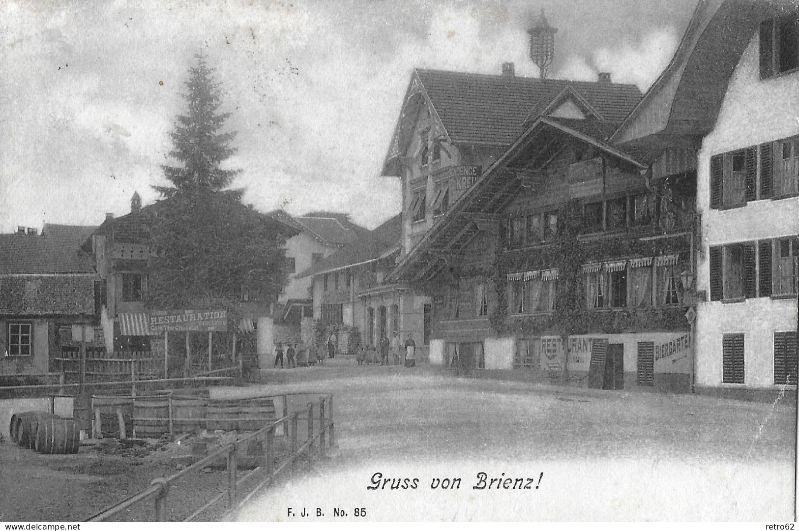 GRUSS VON BRIENZ ► Alter Dorfplatz Mit Restaurant Und Biergarten Anno 1906 - Brienz