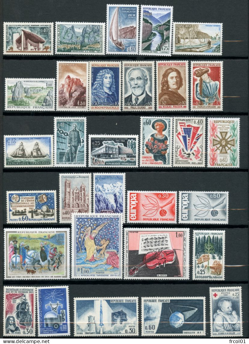France, Yvert Année Complète 1965** +bande 1465A, Luxe, 1435/1467, 33 Timbres , MNH - 1960-1969