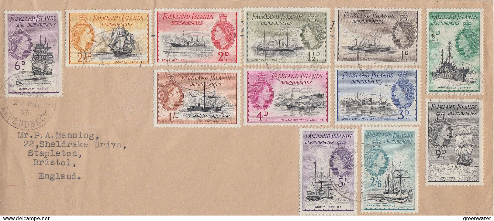 Falkland Islans Dependencies (FID) Definnitives / Ships  12v Cover Ca FID 27 MR 1963 (FG175) - Georgia Del Sud