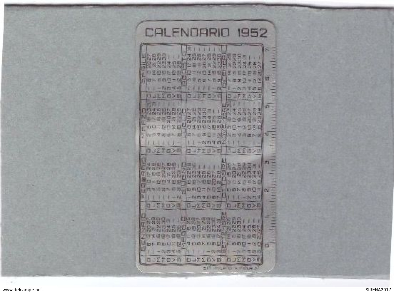 CALENDARIETTO In Alluminio - RIUNIONE ADRIATICA DI SICURTA' 1952 - Petit Format : 1941-60