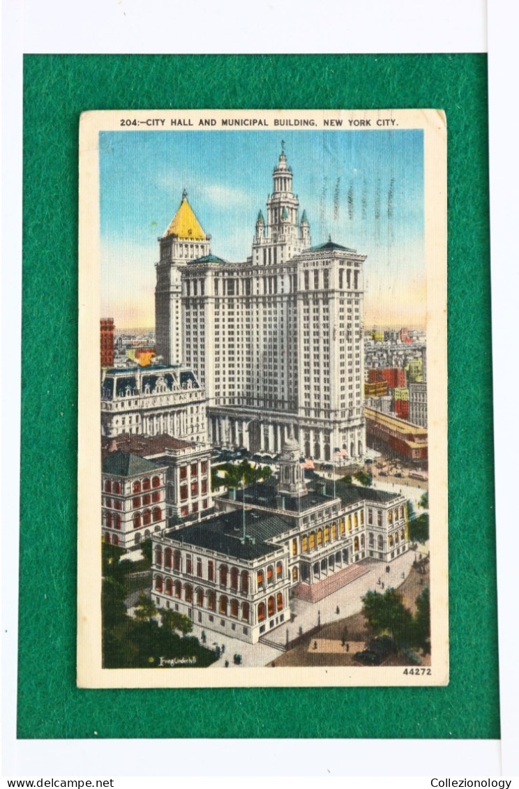 CARTOLINA POSTALE VIAGGIATA 1955 NEW YORK USA: CITY HALL AND MUNICIPAL BUILDING 0148 POSTCARD - Other Monuments & Buildings