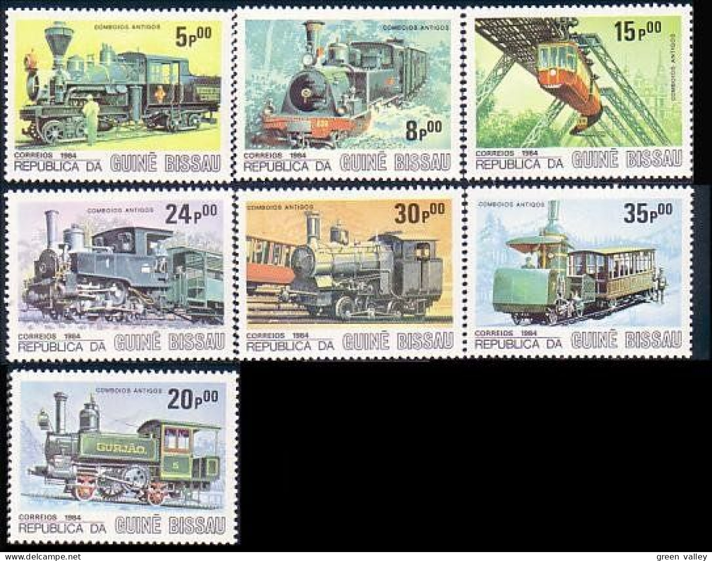 406 Guinée Bissau Locomotives Schewebahn Wuppertal MNH ** Neuf SC (GBI-12) - Tranvías