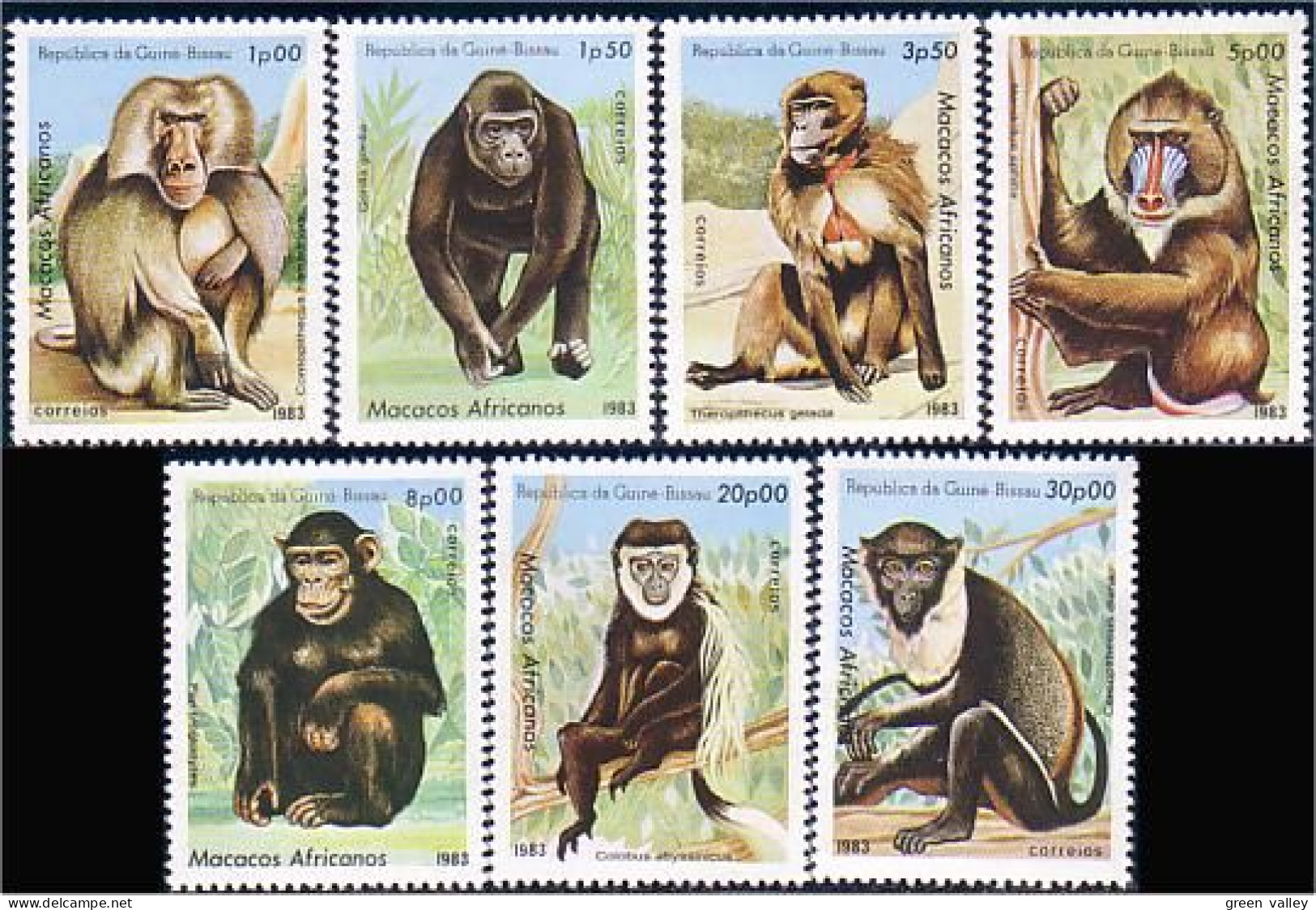 406 Guinée Bissau Singes Gorille Chimpanzé African Apes Monkeys Gorilla Chimpanzee MNH ** Neuf SC (GBI-2b) - Singes