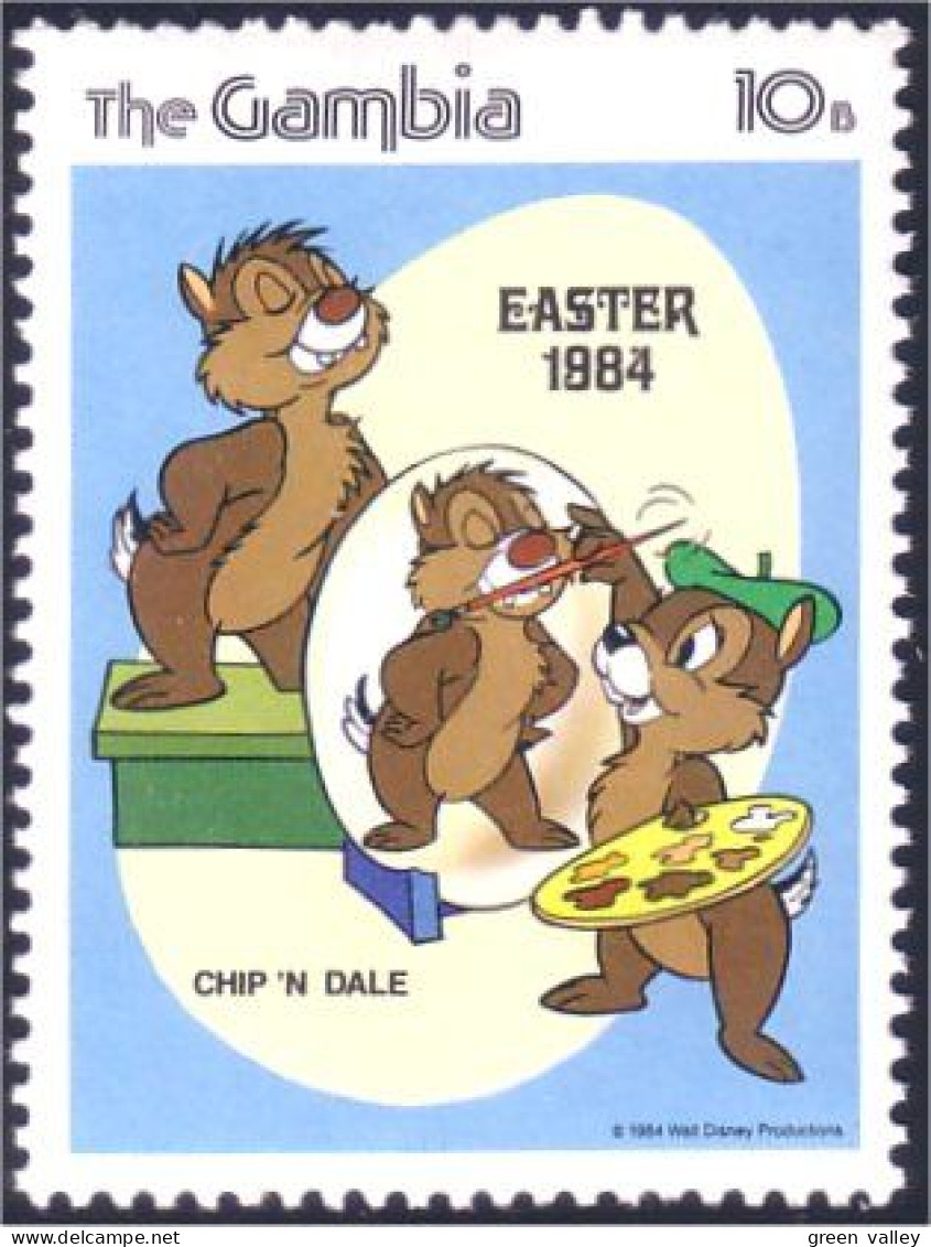 404 Gambia Disney Chip Dale Painting Eggs Oeufs Paques Easter MNH ** Neuf SC (GAM-30b) - Pâques