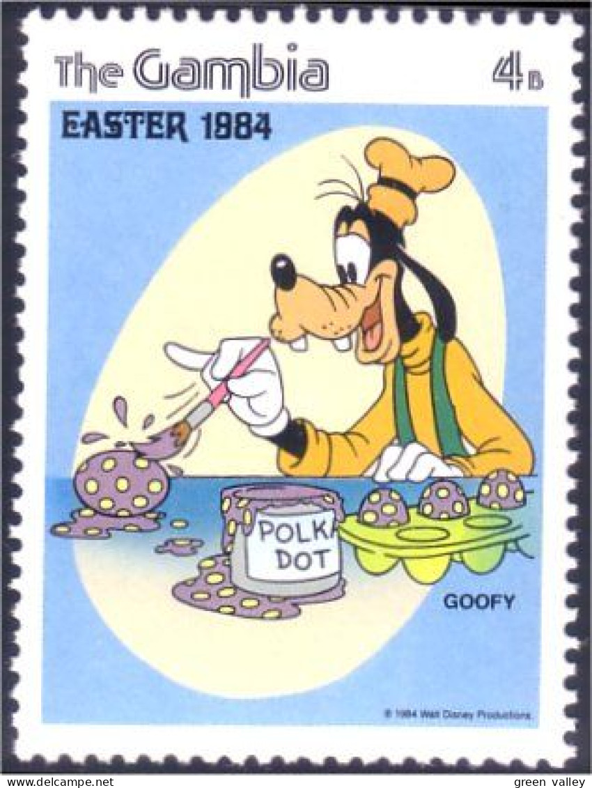 404 Gambia Disney Dingo Goofy Painting Eggs Oeufs Paques Easter MNH ** Neuf SC (GAM-28c) - Easter