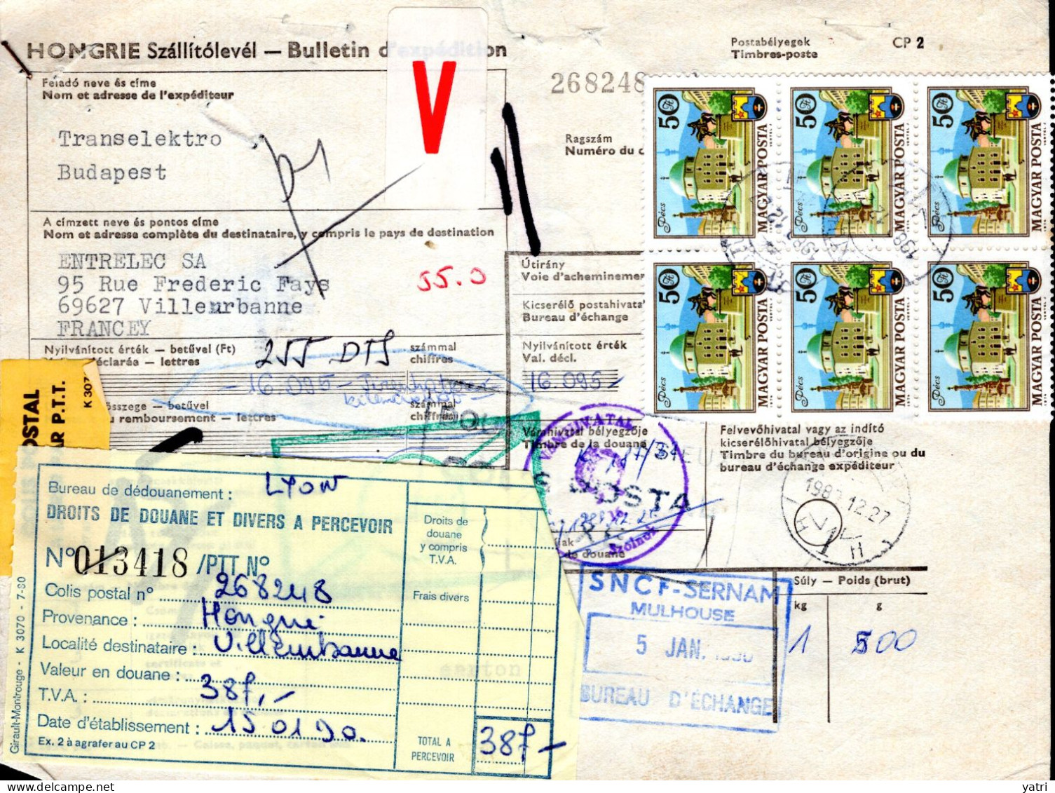 Ungheria (1990) - Bollettino Pacchi Per La Francia - Covers & Documents