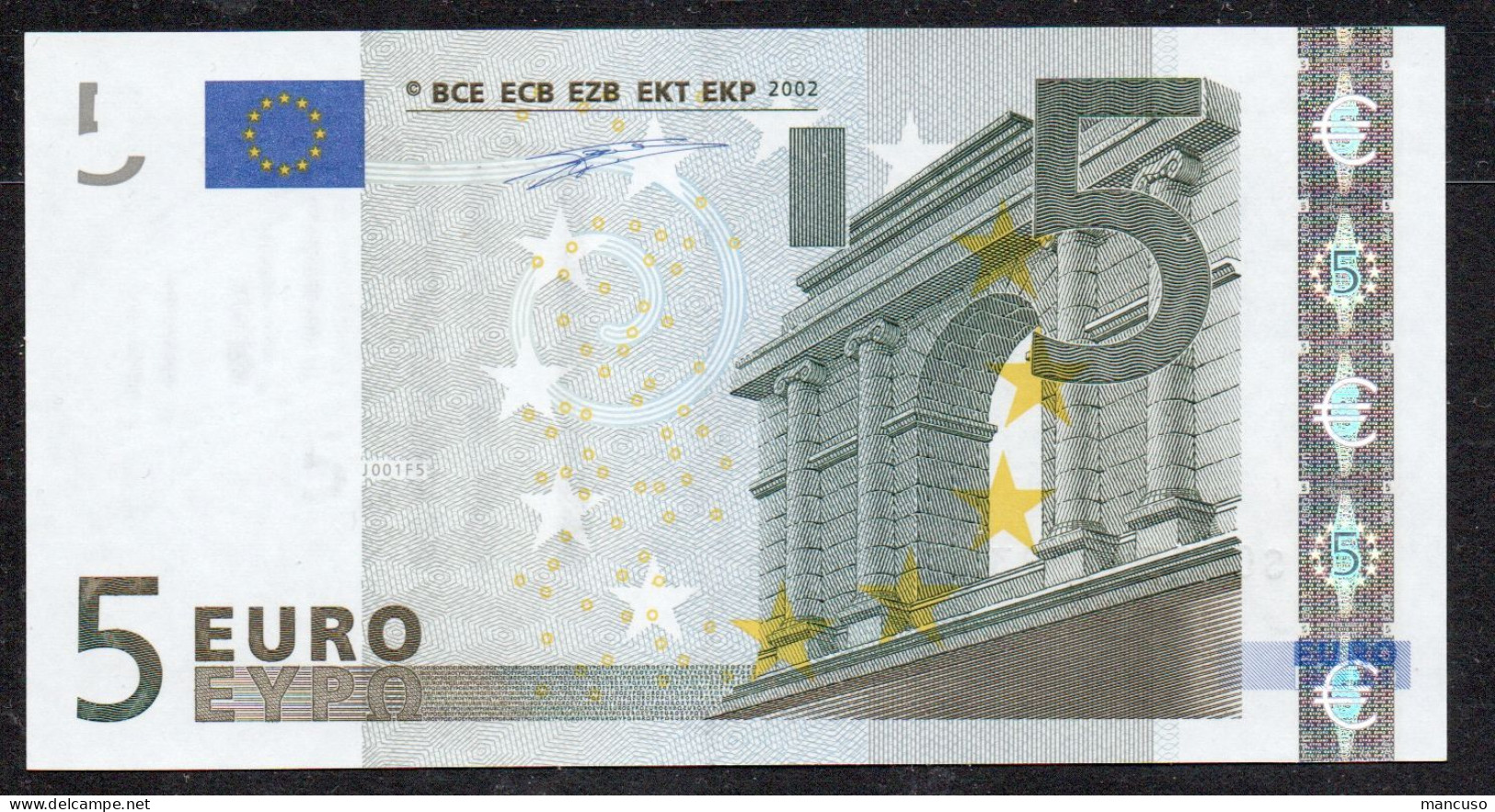 RARE € 5 ITALIA  J001 S01050132346  DUISENBERG UNC - 5 Euro