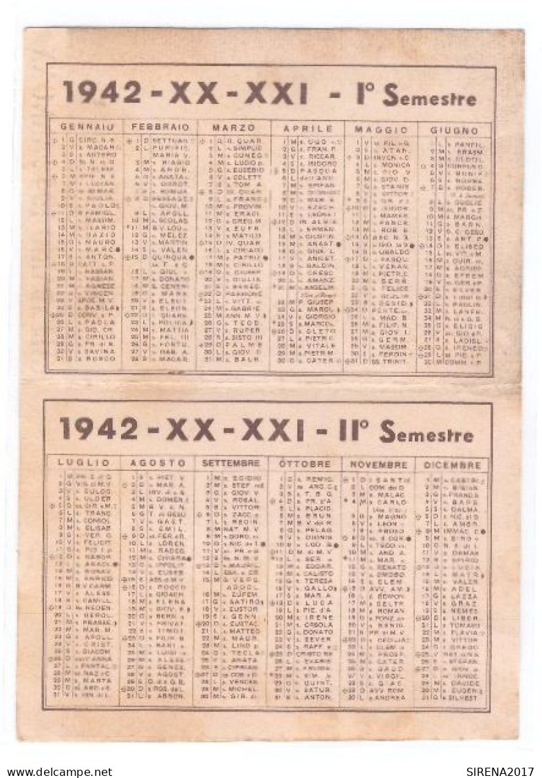 CALENDARIETTO - IN QUESTA IMMANE BATTAGLIA..........MUSSOLINI 1942 ANNO XX - Petit Format : 1961-70