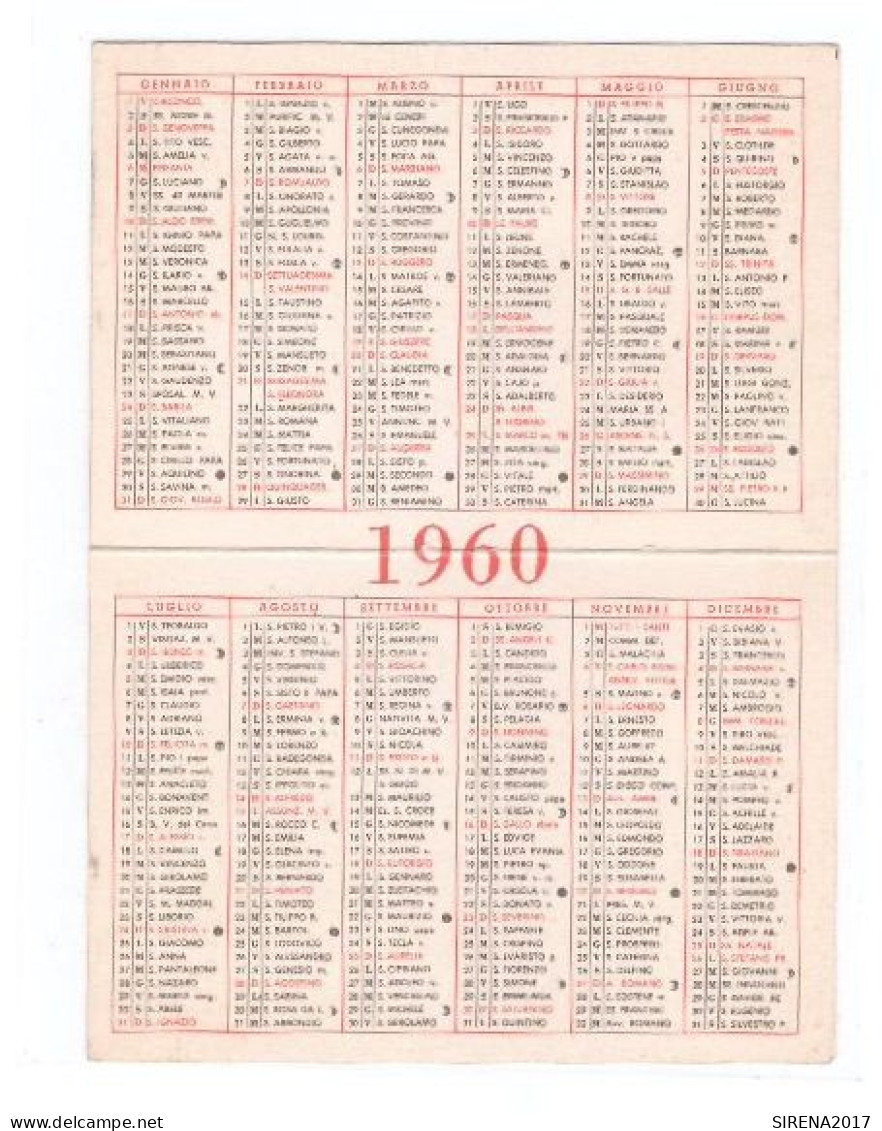 CALENDARIETTO 1960 - PANFORTE RICCIARELLI Dal 1785 PEPI - Petit Format : 1941-60