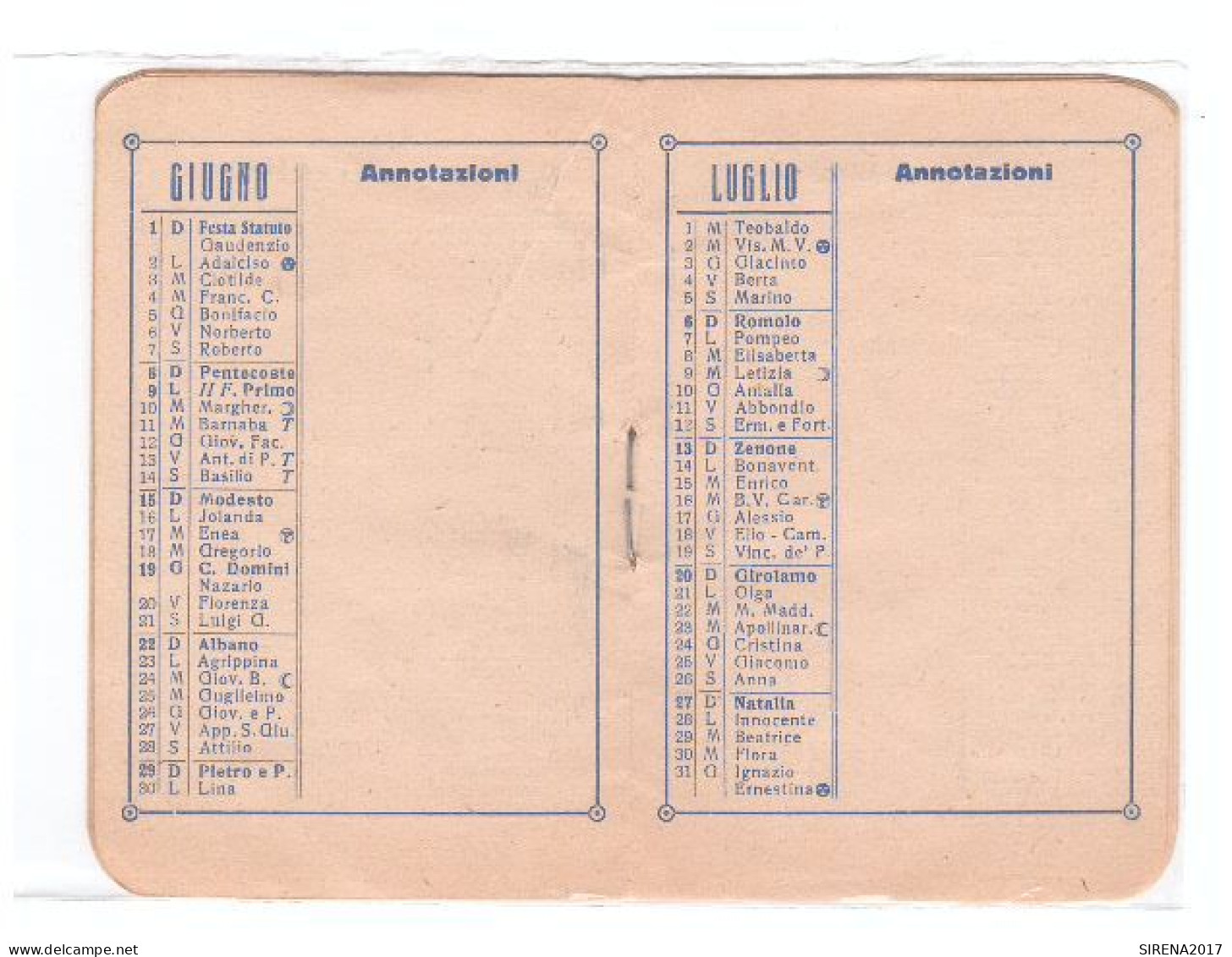 CALENDARIO TASCABILE PER L'ANNO BISESTILE 1924 - Tamaño Pequeño : 1961-70