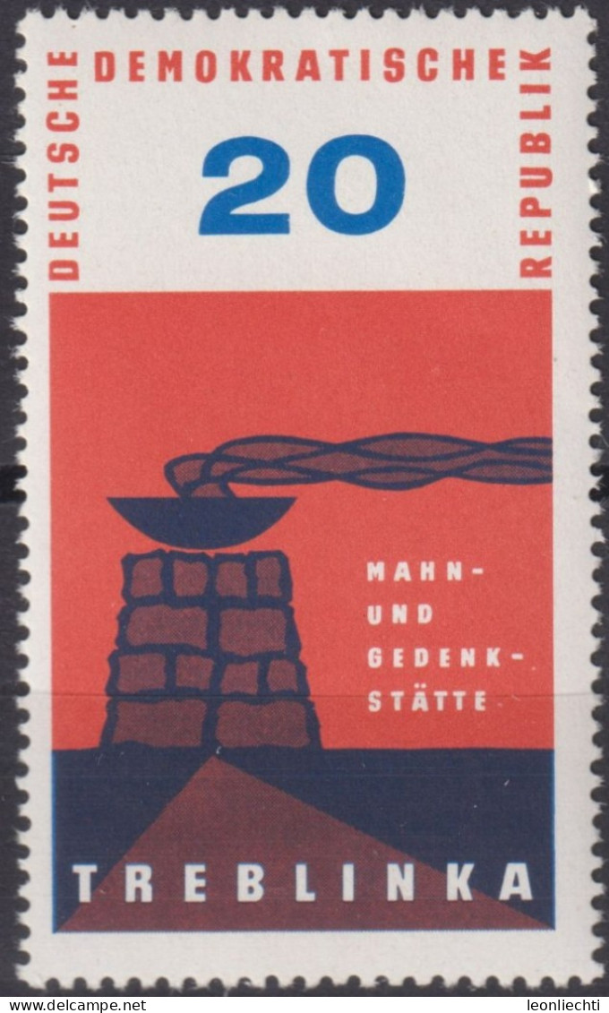1963 DDR, ** Mi:DD 975, Yt:DD 675,  Internationale Mahn- Und Gedenkstätten, Treblinka - Monumenti