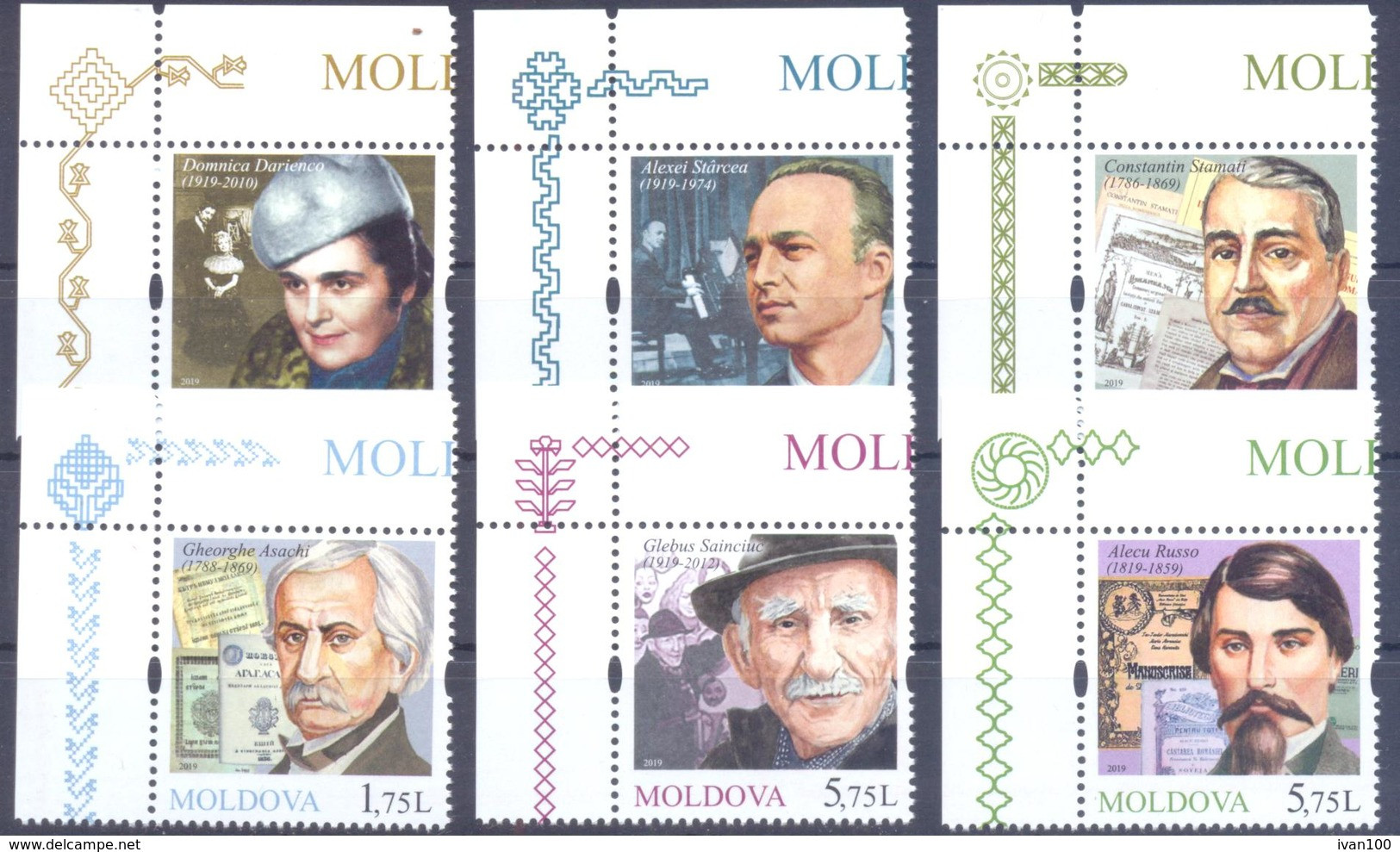 2019. Moldova, Famous Persons, Literature & Art, 6v, Mint/** - Moldavie