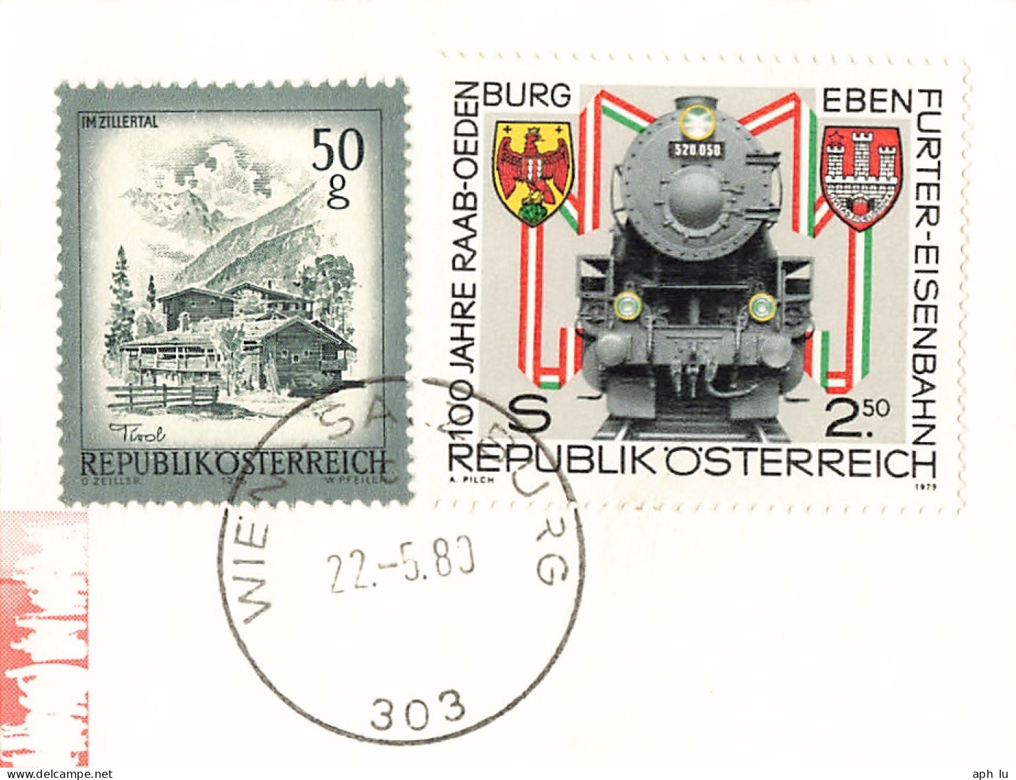 Bahnpost (R.P.O./T.P.O) Wien-Salzburg [Ausschnitt] (AD3082) - Storia Postale