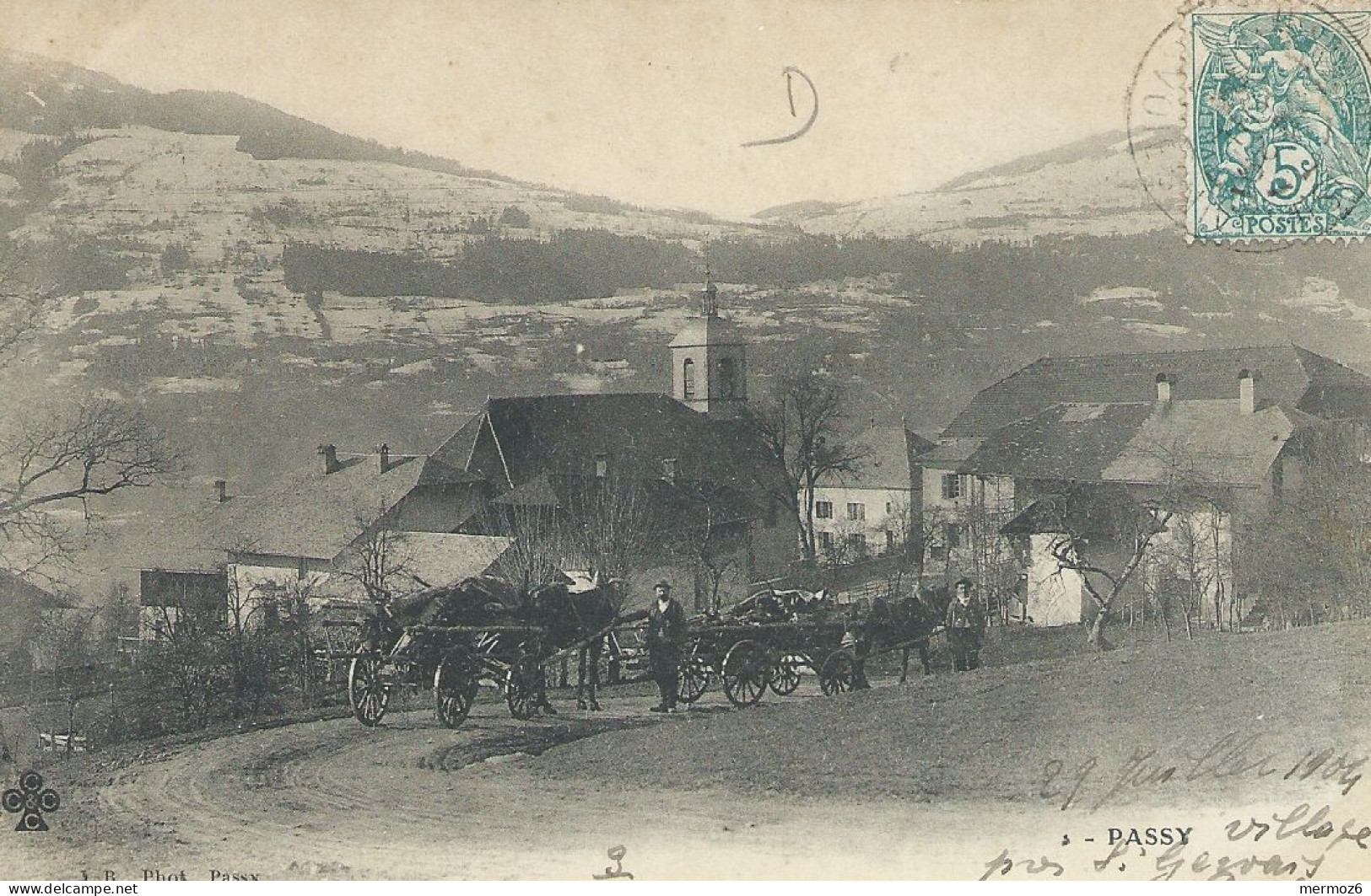 PASSY – Route Et Village Près St Saint Gervais, Charrette – Très Belle Carte Animée Rare J.B. Phot. Passy  Voyagée 1904 - Passy