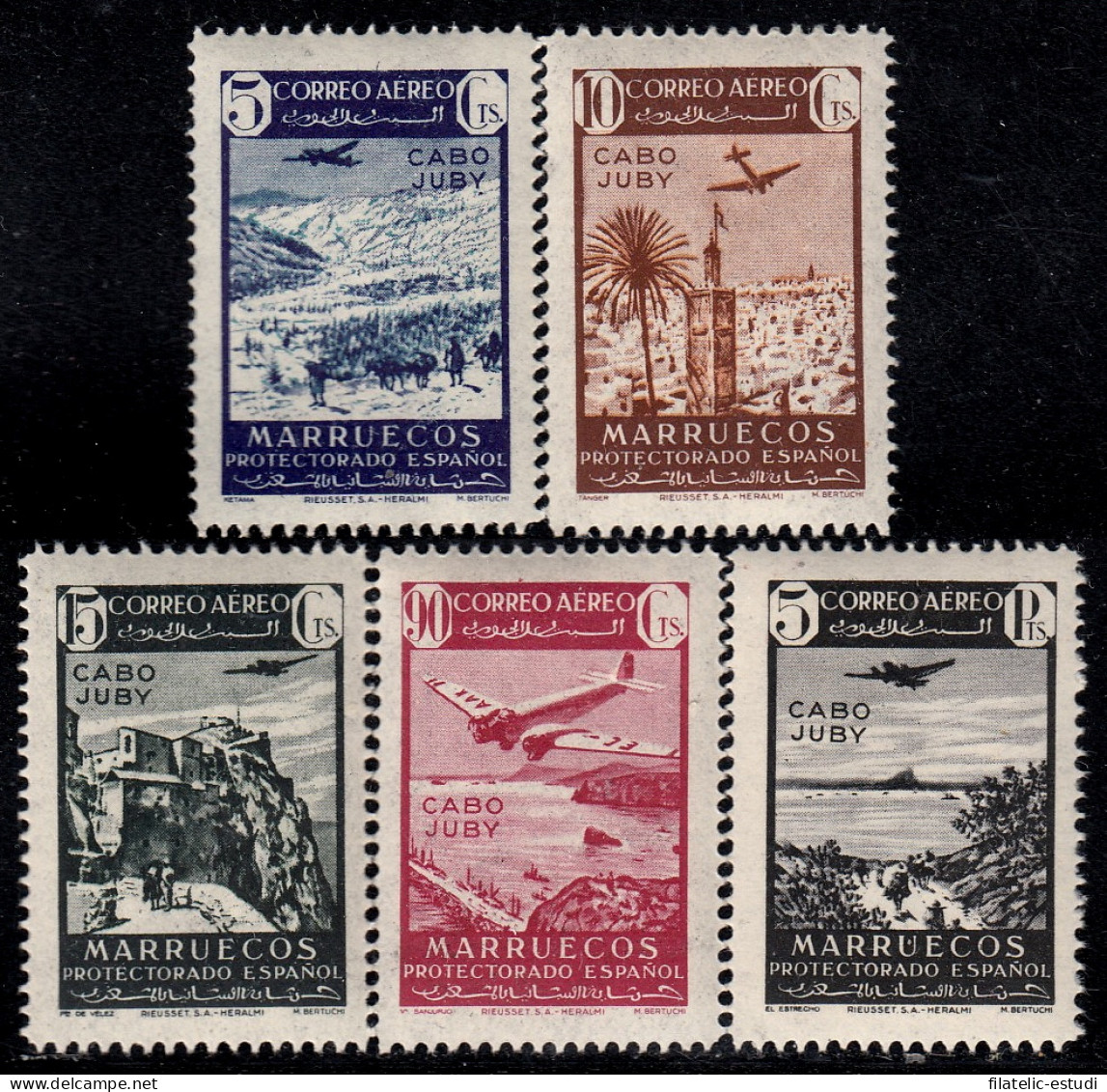 Cabo Juby 133/37 1942 Paisajes Y Avión En Vuelo MNH - Kaap Juby