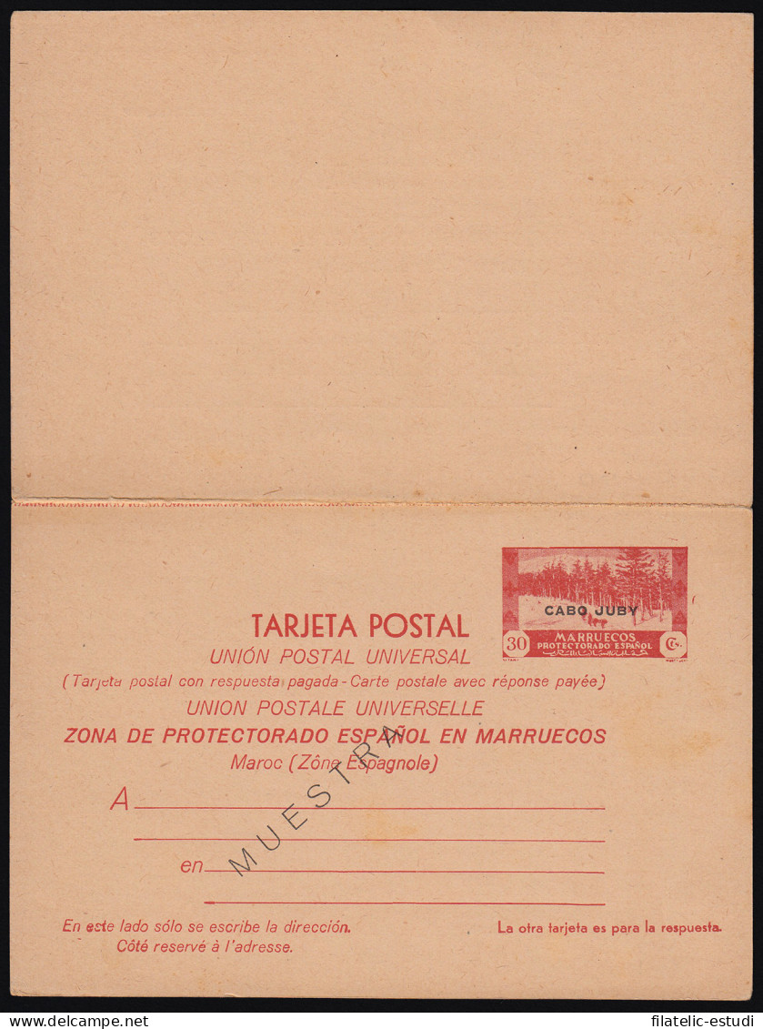 Cabo Juby Enteros Postales 4 1935 Tipos De Marruecos Habilitados - Cabo Juby