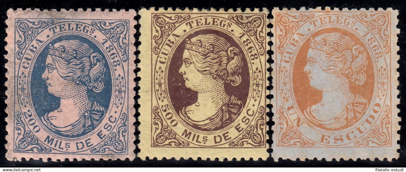 Cuba 1/3 Telégrafos 1868 Isabel II MH - Kuba (1874-1898)