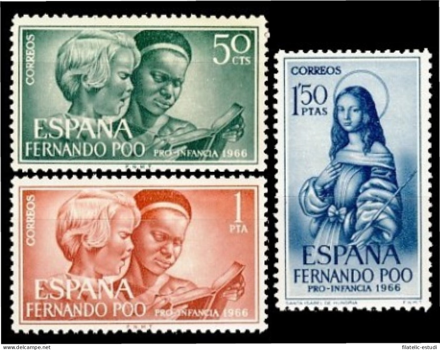 Fernando Poo 248/50 1966 Pro Infancia Educación Sta. Isabel De Hungría MNH - Fernando Po