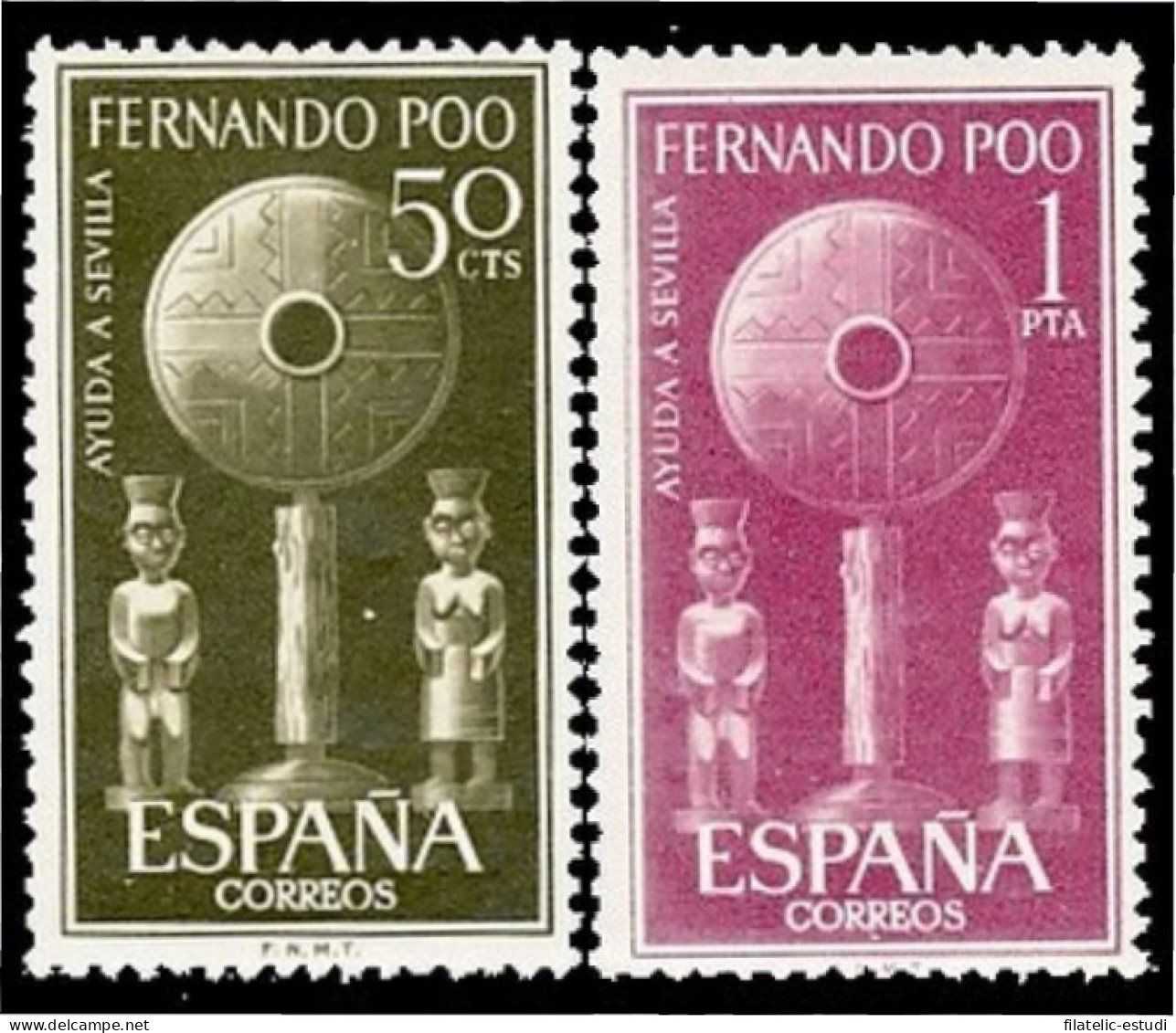Fernando Poo 213/14 1963 Ayuda A Sevilla Artesanía Religiosa MNH - Fernando Po
