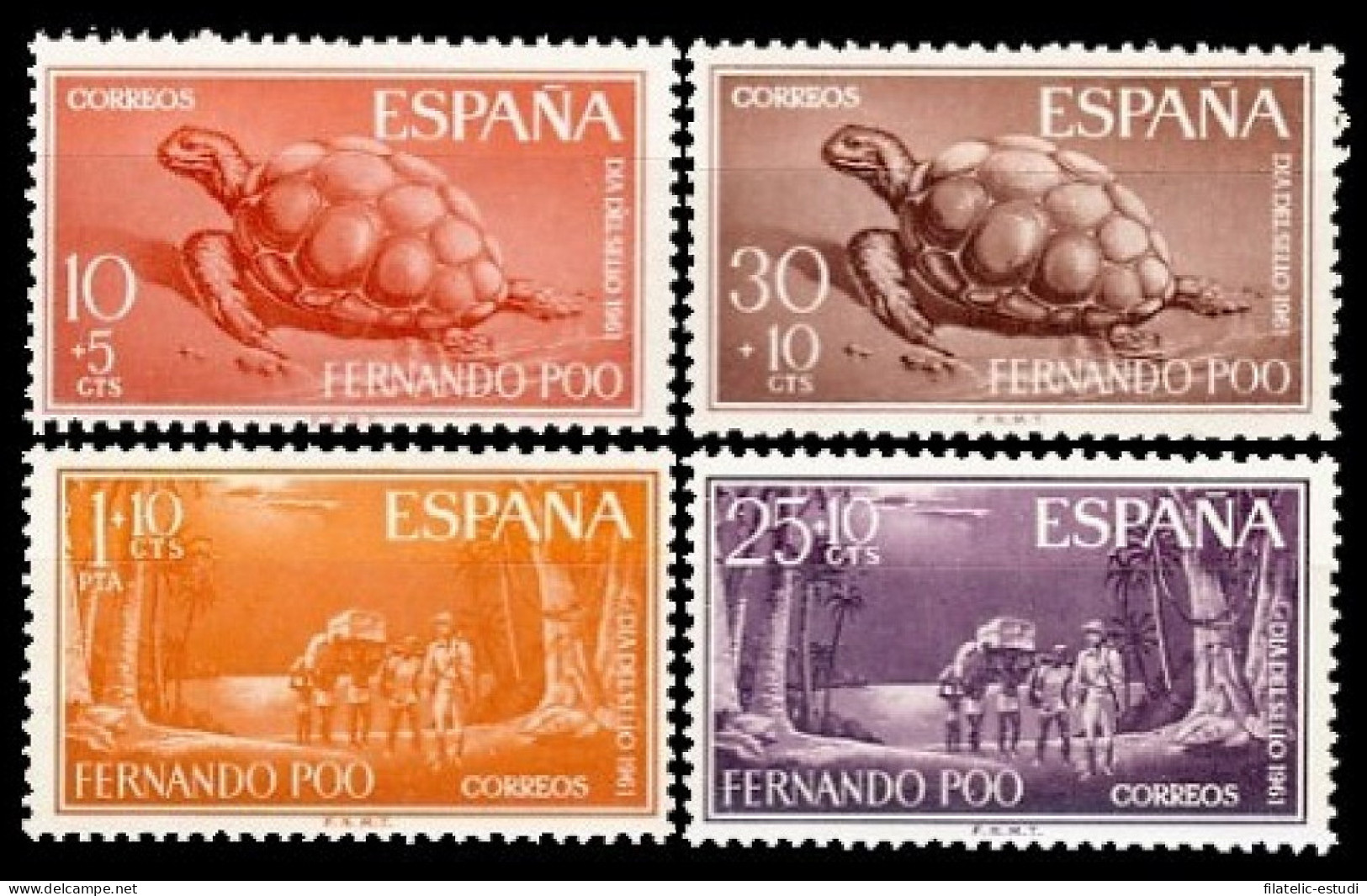 Fernando Poo 203/06  1961 Día Del Sello Tortuga-Porteadores MNH - Fernando Po