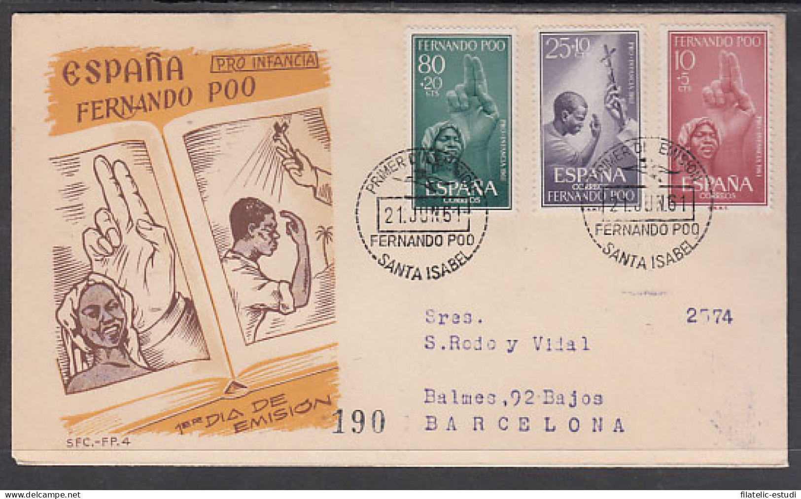 FERNANDO POO 196/198 1961 Pro Infancia,  SPD Sobre Primer Día - Fernando Poo
