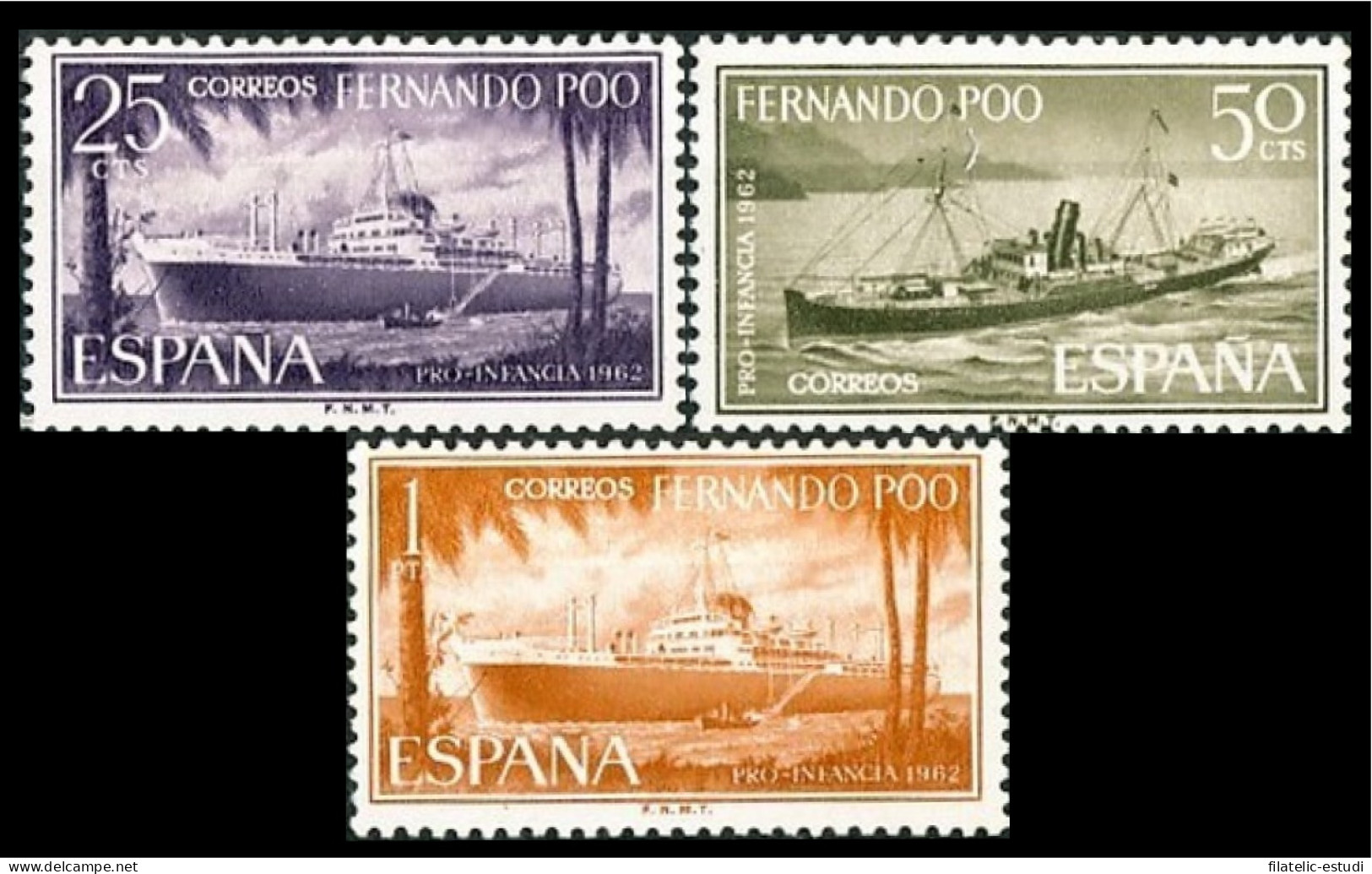 Fernando Poo 207/09  1962 Pro Infancia Barcos MNH - Fernando Po