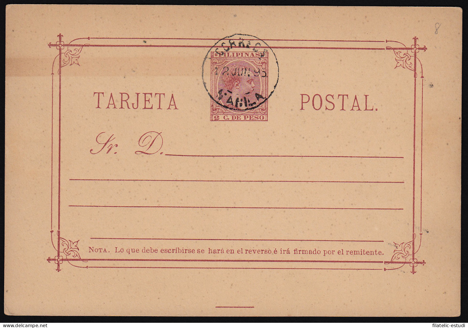 Filipinas Philippines Entero Postal 8 1894 AlfonsoXIII - Philippinen