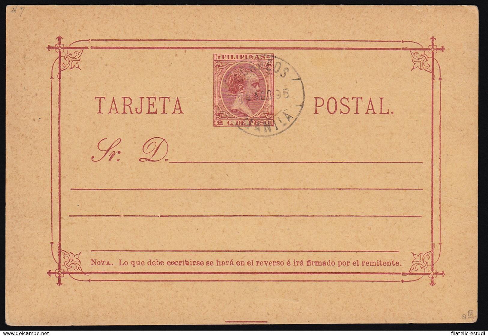 Filipinas Philippines Entero Postal 8 1894 AlfonsoXIII - Philippines
