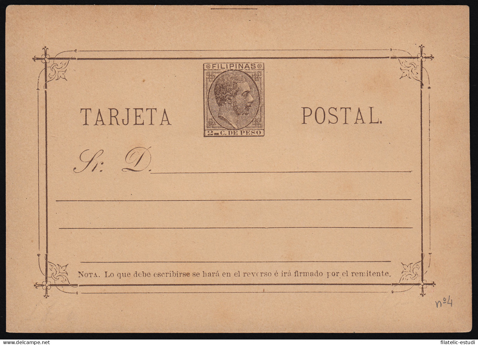 Filipinas Philippines Entero Postal 4 1889 AlfonsoXII - Philipines