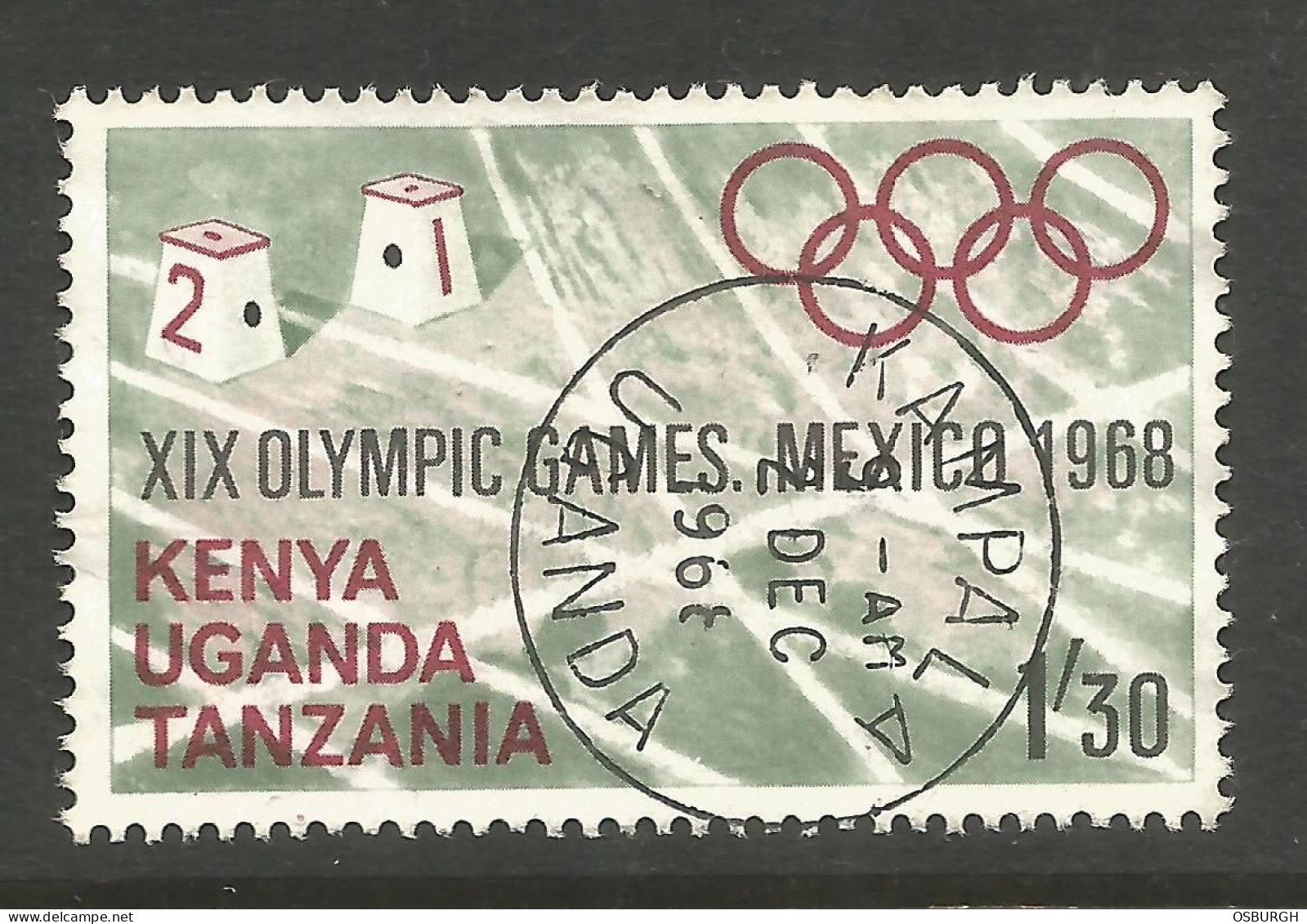 KUT / UGANDA. 1968. 1/- 30 OLYMPICS USED KAMPALA POSTMARK - Uganda (1962-...)