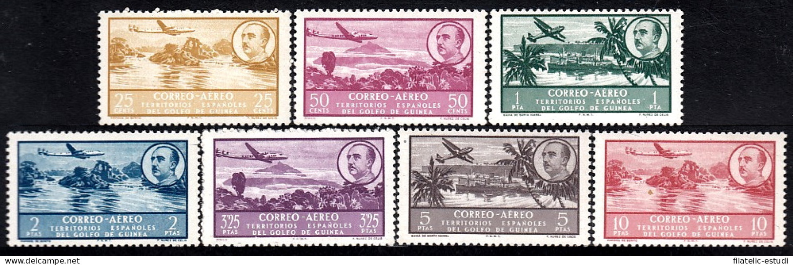 Guinea Española 298/04 1951 Paisajes Franco MNH - Guinée Espagnole