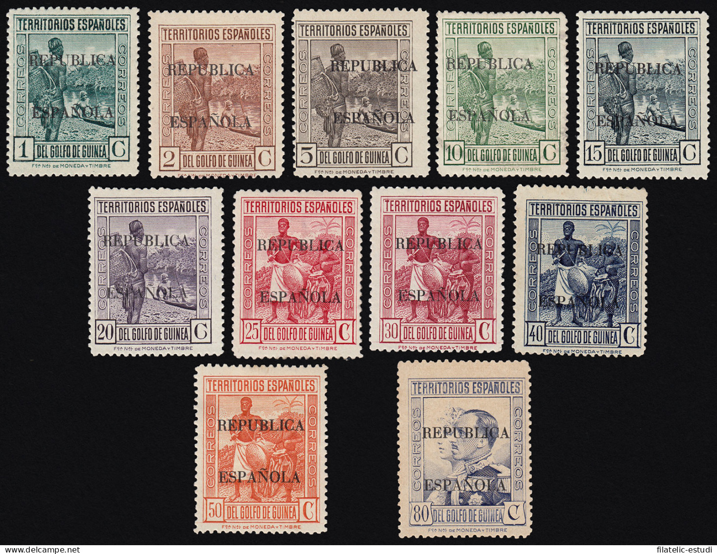 Guinea Española 216/26 1931 Tipos Diversos Habilitados MH - Guinée Espagnole