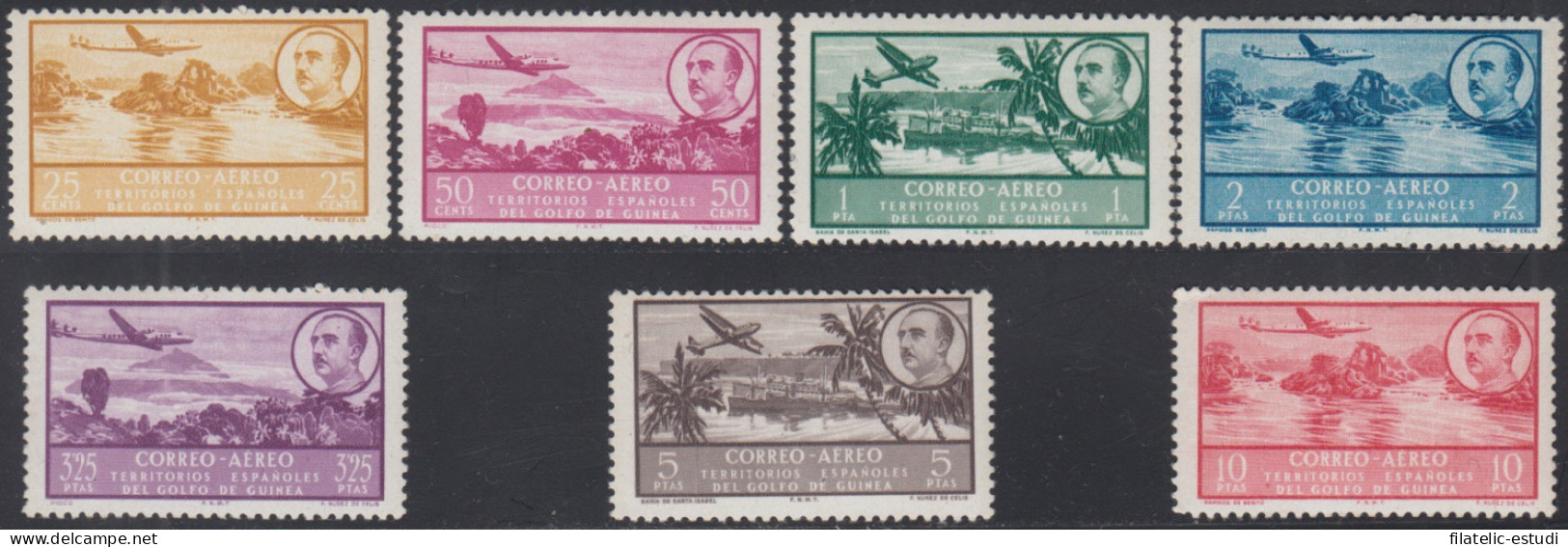 Guinea Española 298/304 298/04 1951 Paisajes Franco MH - Spanish Guinea