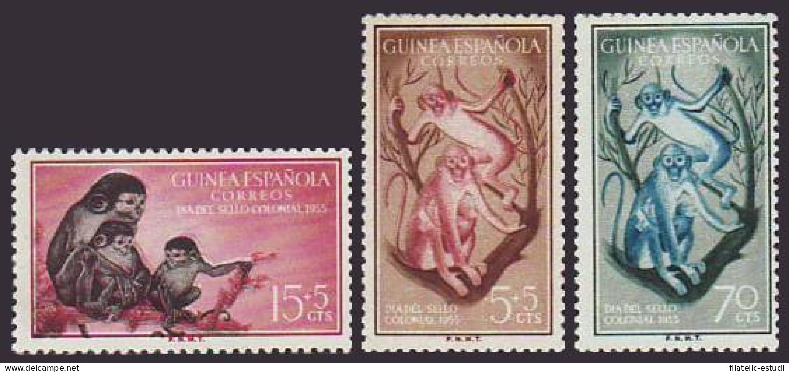 Guinea Española 355/57 1955 Día Del Sello Fauna MNH - Guinea Española