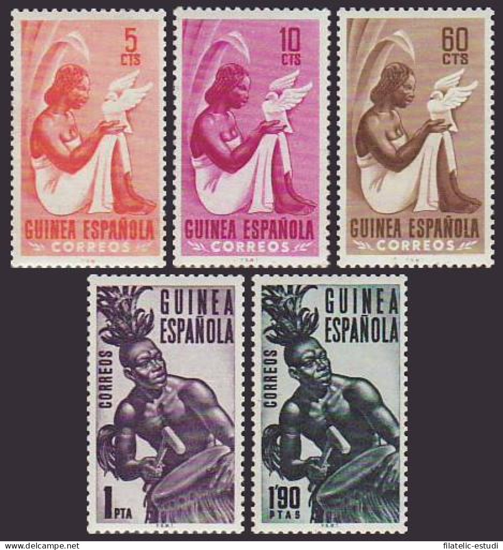 Guinea Española 325/29 1953 Serie Básica Tipos Indígenas MNH - Guinea Espagnole