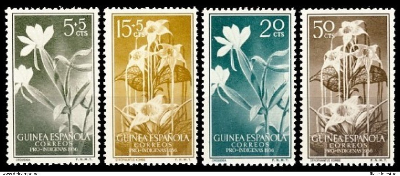 Guinea Española 358/61 1956 Pro Indígenas Flora MNH - Guinée Espagnole