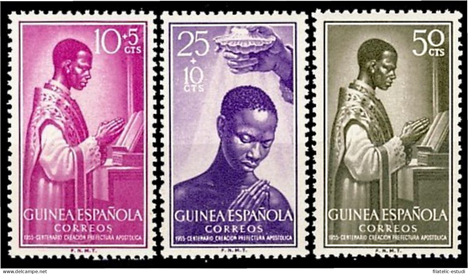 Guinea Española 344/46 1955 Centº Prefectura Apostólica Fernando Poo Annobón Y - Guinea Española