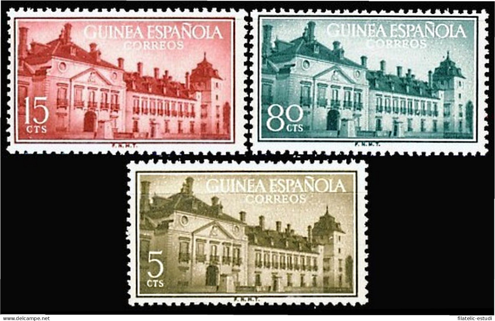 Guinea Española 347/49 1955 Tratado De  El Pardo Palacio De El Pardo MNH - Guinea Española