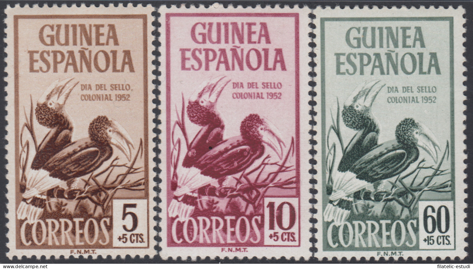 Guinea Española 318/20  1952 Día De Sello Fauna MNH - Guinea Espagnole