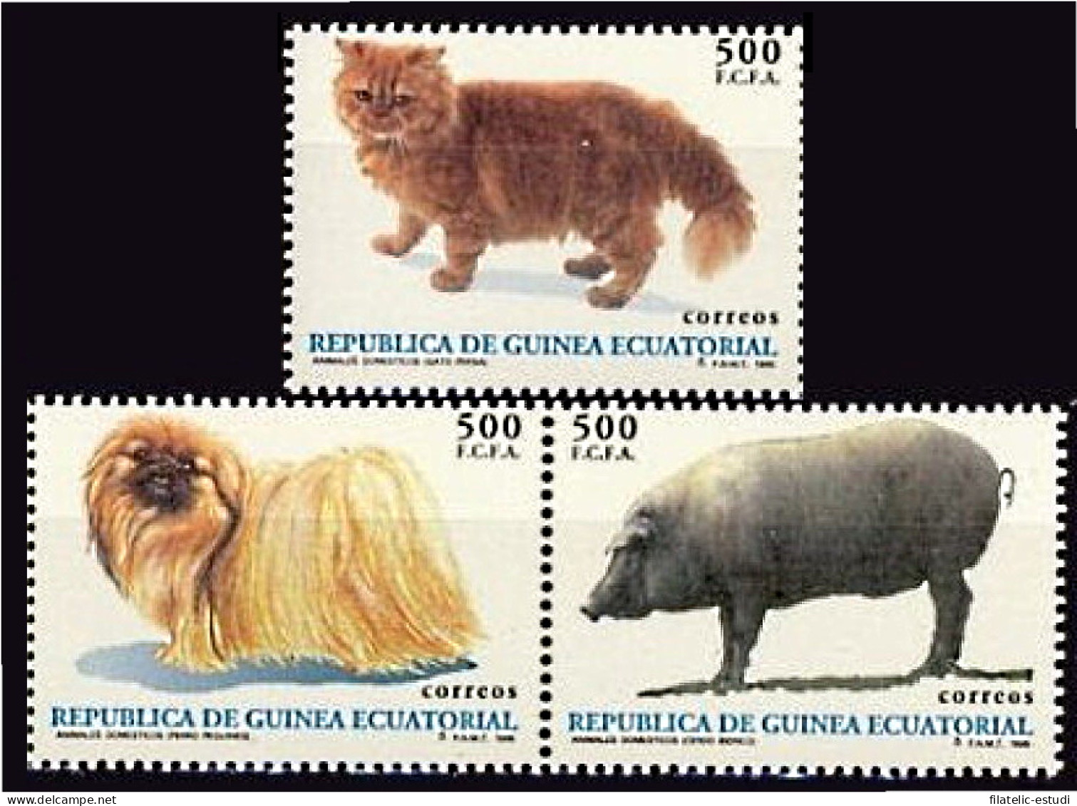 Guinea Ecuatorial 196/98 1995 Animales Gato Perro Cerdo MNH - Altri & Non Classificati