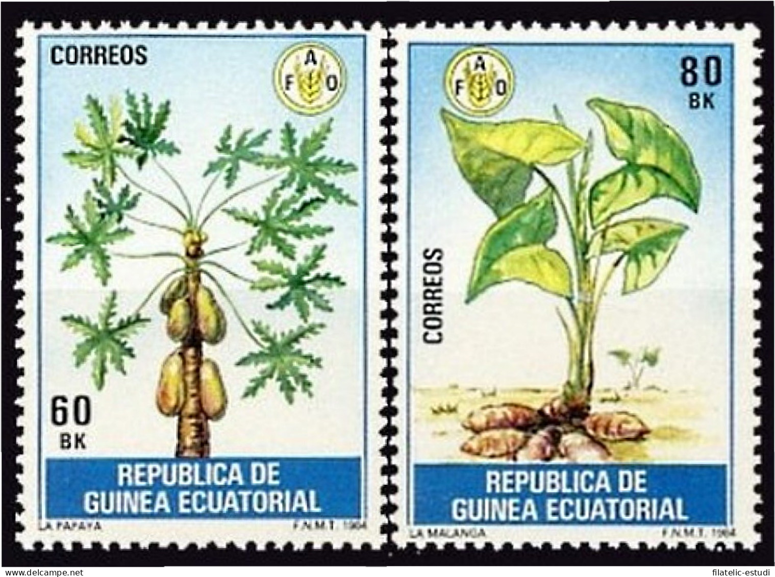 Guinea Ecuatorial 55/56 1984 Alimentación Papaya Y Malanga MNH - Autres & Non Classés