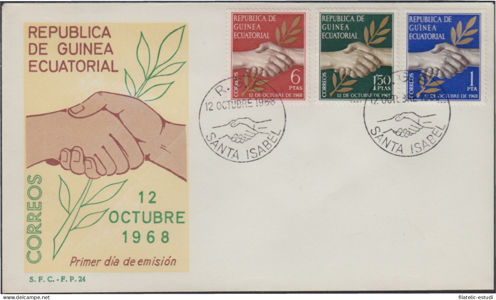Guinea Ecuatorial 1/3 1968 2 De Octubre SPD Sobre Primer Día - Otros & Sin Clasificación