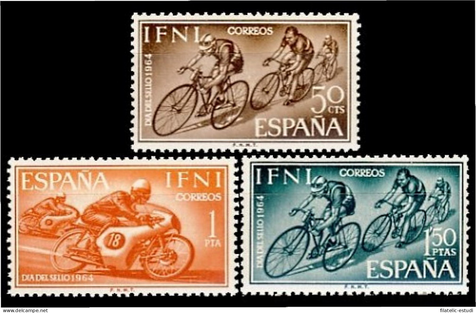 Ifni 206/08 1964  Día Del Sello Ciclismo Motociclismo Sports MNH - Ifni