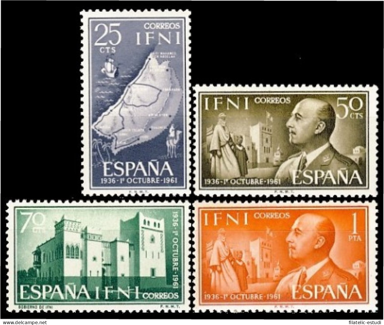 Ifni 179/82 1961  XXV Aniv. De La Jefatura De Franco MNH - Ifni