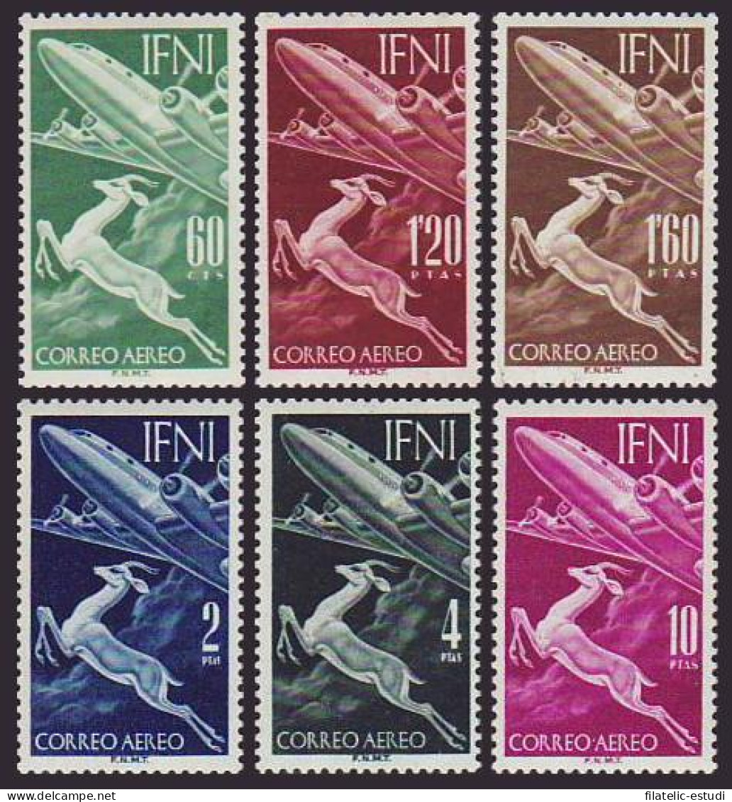 Ifni 89/94 1953  1 Abr. Correo Aéreo Fauna Avión Plain MNH - Ifni