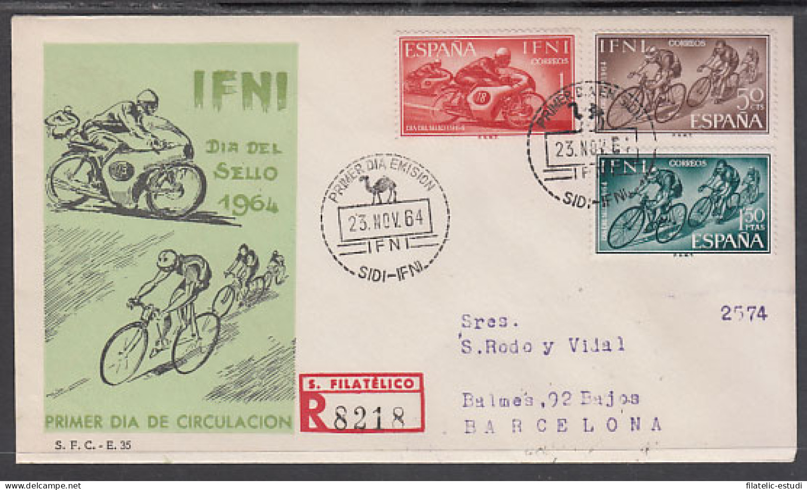 Ifni 206/08 1964 Día Del Sello Ciclismo Motociclismo Sports SPD Sobre Primer D - Ifni