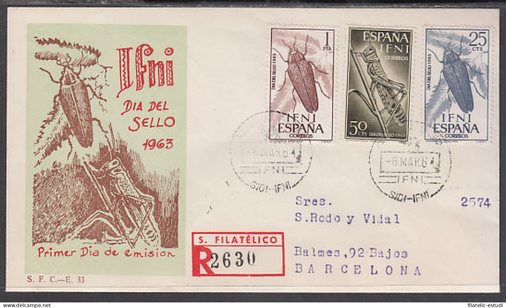 Ifni 200/02 1964 Día Del Sello Insectos. SPD Sobre Primer Día - Ifni