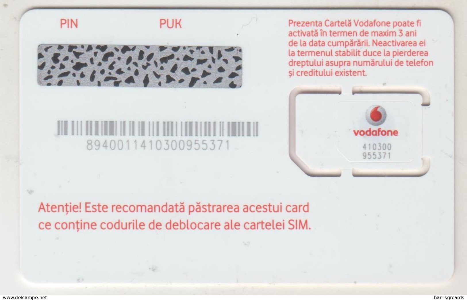 ROMANIA - Power To You (Red & White), Vodafone GSM Card, Mint - Rumänien