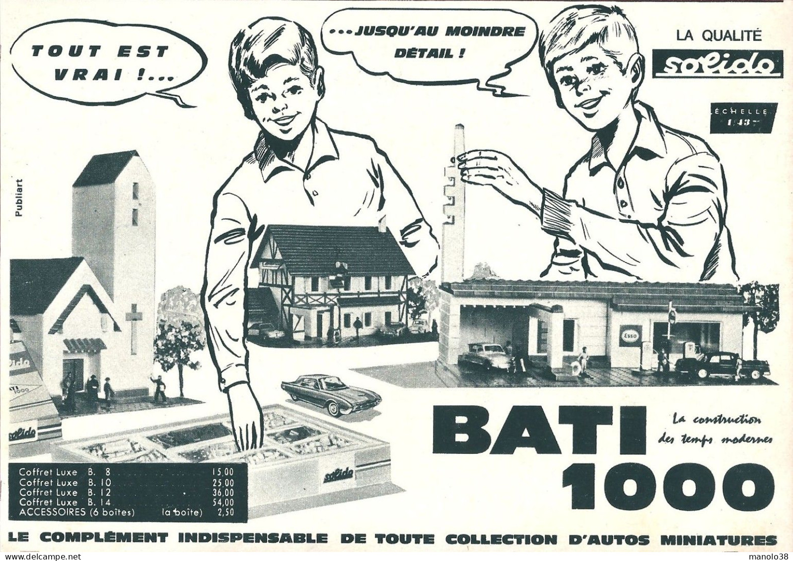 Solido. Maison Bati 1000. Ech 1/43 Adapté Aux Voitures Miniatures. Illustration Norbert Fersen. 1964. - Pubblicitari