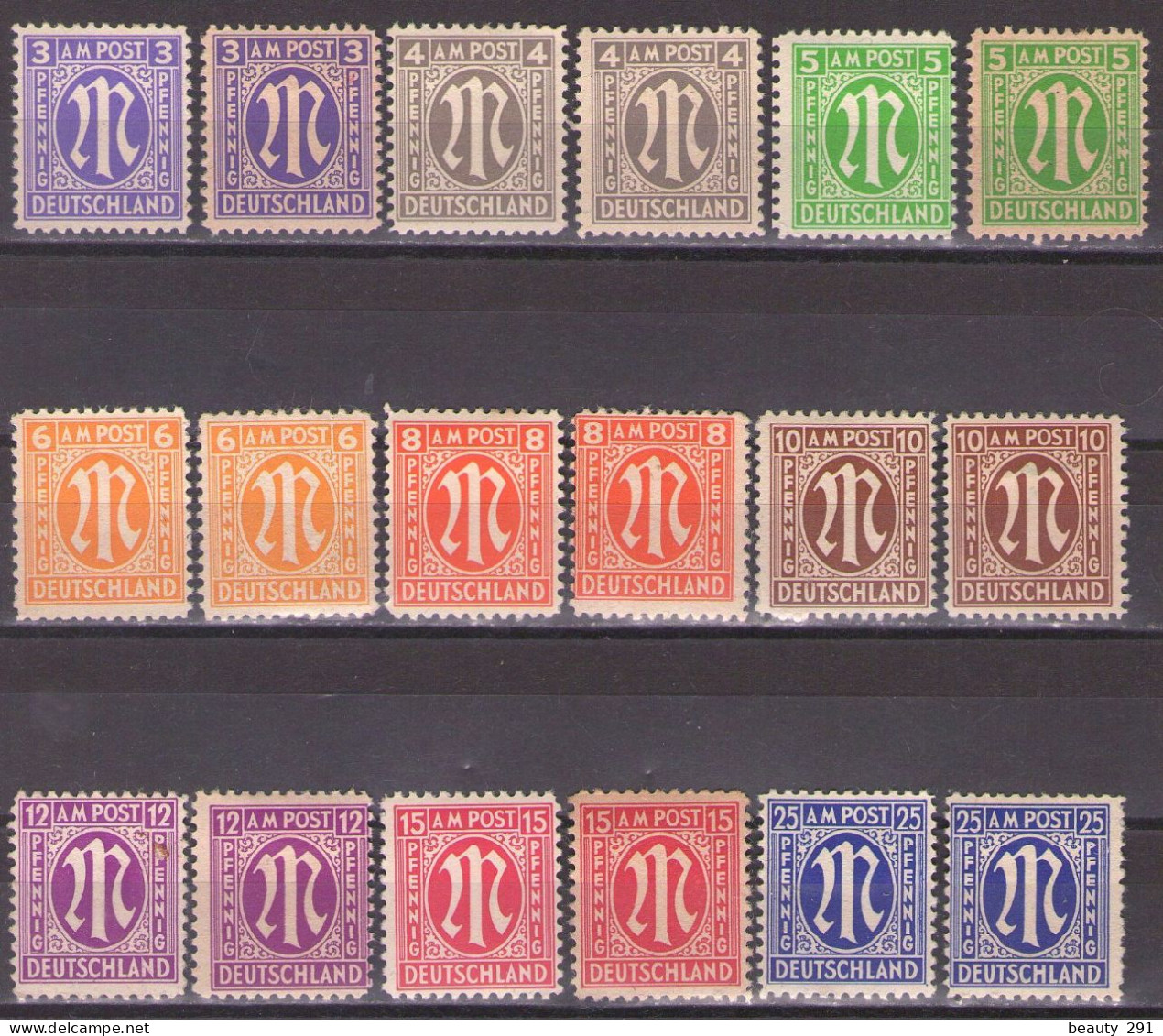 Germany 1945-46 Alliierte Besetzung Amerikanischer Druck Mi 1-9 X,y,z - MH* - Neufs